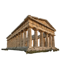 Obraz premium Temple of Athena at Paestum ancient Greek architecture png historical landmark transparent background png classical columns png archaeological site png historic ruins png temple structure png