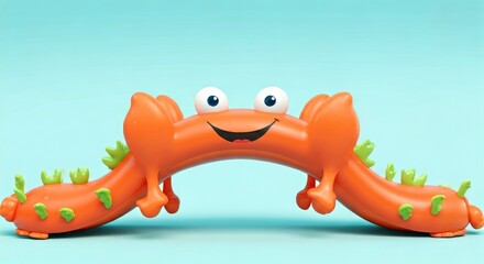 Naklejka premium Orange crab-shaped inflatable toy
