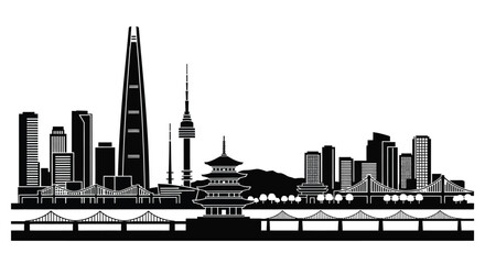 Seoul City Skyline Illustration