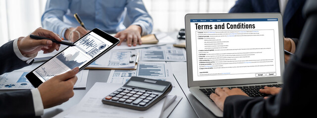 Business intelligence and data analysis concept. Analyst team working on financial data analysis...