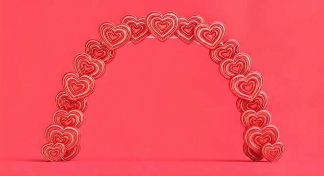 Heart archway on red background