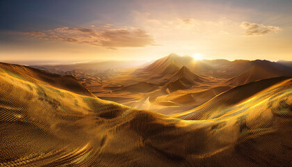 Naklejka premium Digital Landscape Gold Background