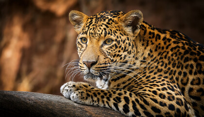 A Majestic Leopard Its Fur A Mesmerizing Blend Of Golden Spots And Bold Patterns Capturing The Wild Beauty And Grace Of Naturers Most Elusive Predator