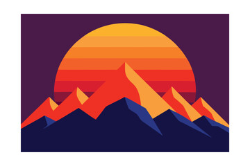 vector illustration of a vibrant abstract mountain design