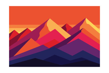 vector illustration of a vibrant abstract mountain landscape