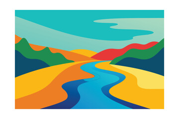 vector illustration of a vibrant abstract river artwork