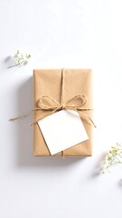 Gift box with blank card, minimalist style