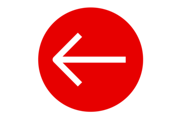 white arrow icon inside red circle direction symbol