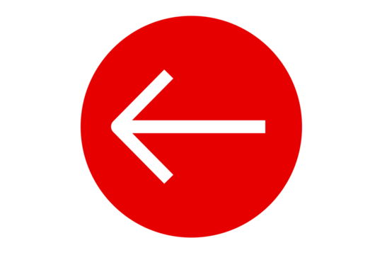 white arrow icon inside red circle direction symbol
