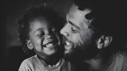 Joyful father and child sharing a heartwarming moment of laughter and connection in a tender embrace