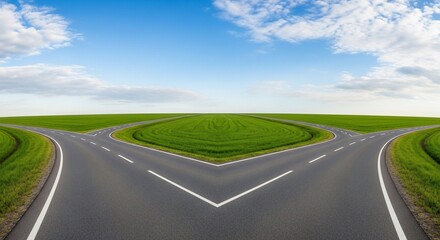 Fork in the road symbolizing choice, opportunity, and future path decisions in a beautiful landscape