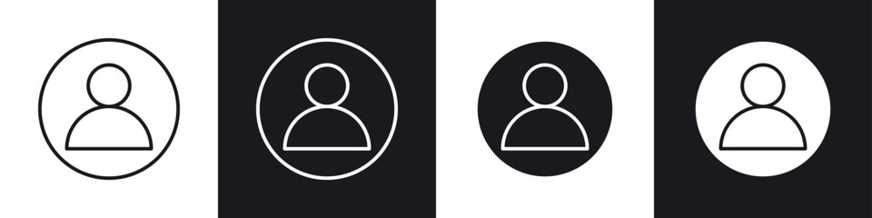 Profile icons in flat and thin stroke style