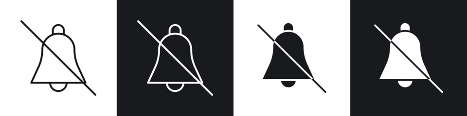 Notification off icons in flat and thin stroke style