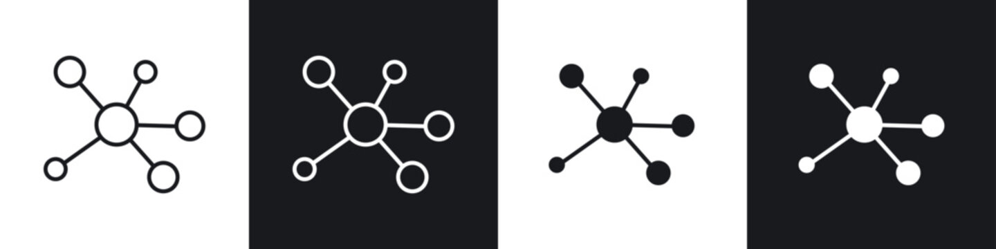 Network icons in flat and thin stroke style