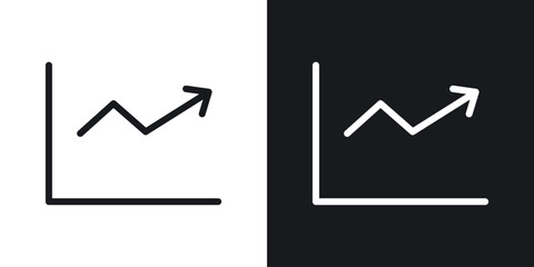 Line chart icons in flat and thin stroke style