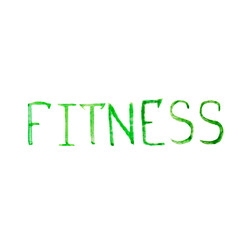 The word fitness is crafted in green hues, symbolizing vitality and health. This design reflects the importance of physical activity and wellness in daily life.