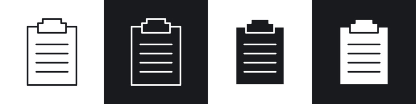 Exam icons in flat and thin stroke style