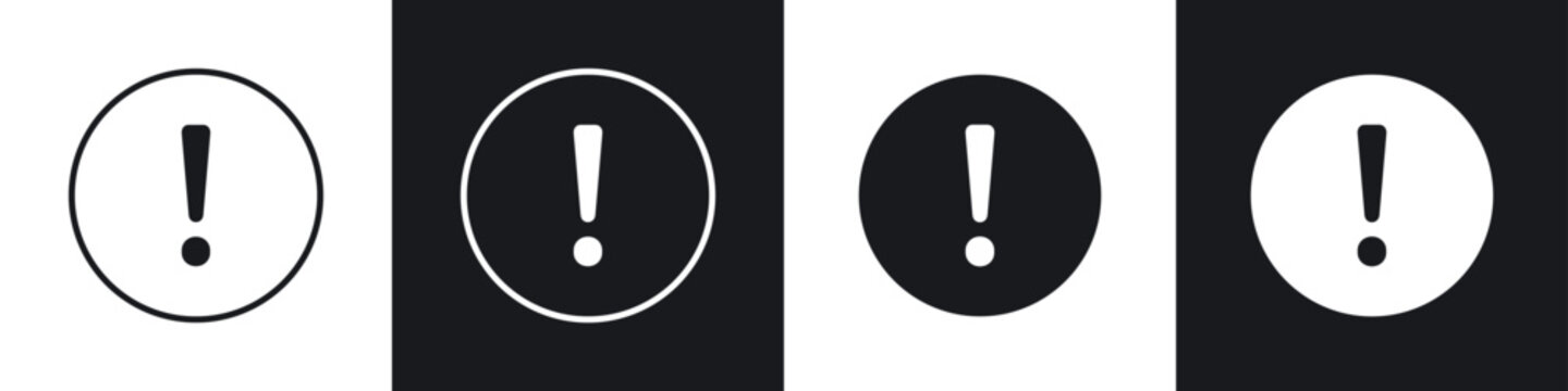 Exclamation button icons in flat and thin stroke style