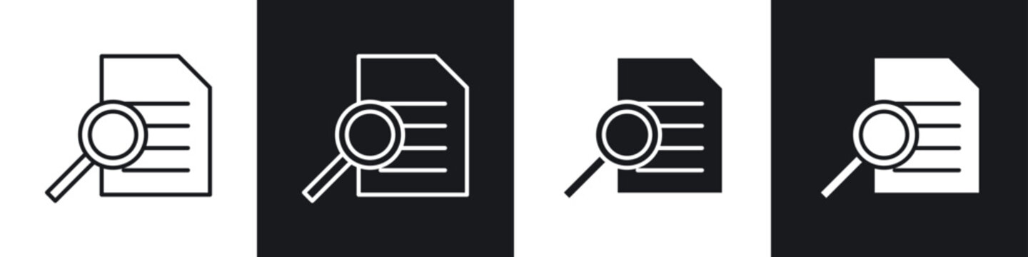 Case study icons in flat and thin stroke style