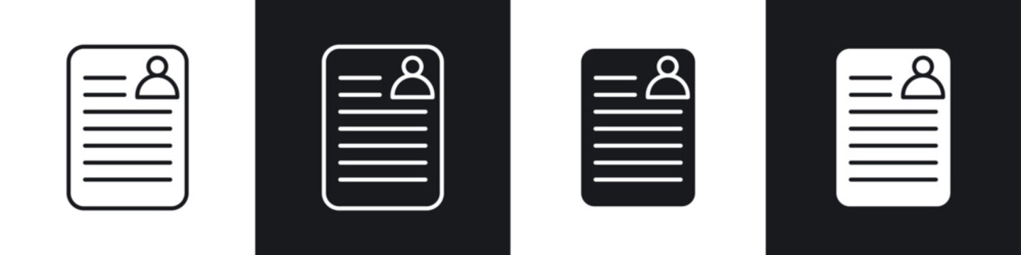 CV icons in flat and thin stroke style