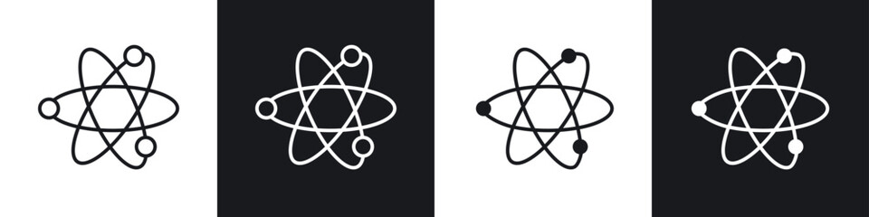 Atom icons in flat and thin stroke style