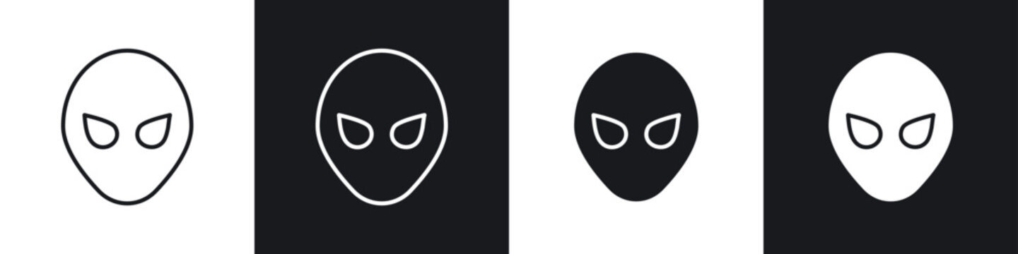 Alien icons in flat and thin stroke style
