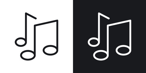 Music note icons in flat and thin stroke style
