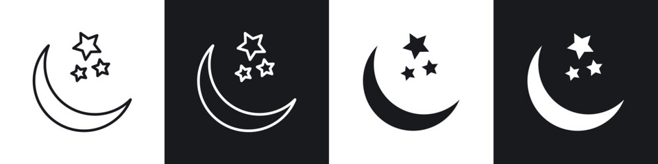 Obraz premium Moon icons in flat and thin stroke style