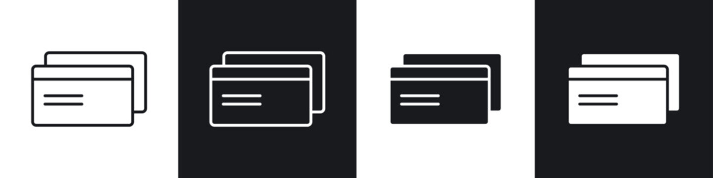 Credit card icons in flat and thin stroke style