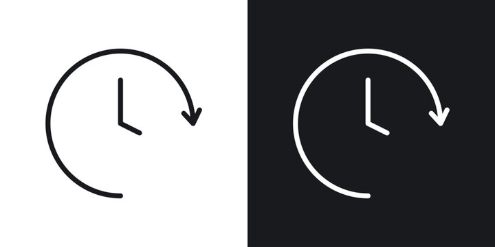 Time forward icons in flat and thin stroke style