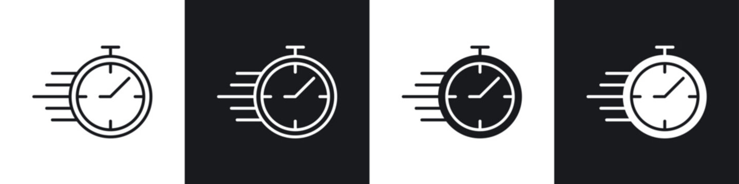 Time fast icons in flat and thin stroke style
