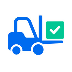 Obraz premium Forklift Truck Icon – Warehouse Loading and Logistics Vector