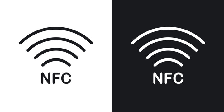 NFC icons in flat and thin stroke style