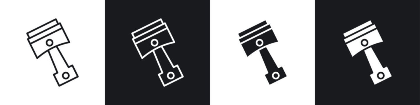 Piston icons in flat and thin stroke style