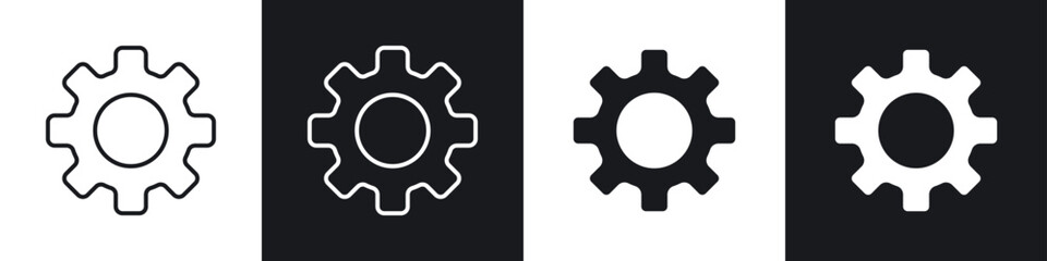 Settings icons in flat and thin stroke style