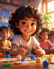 Naklejka premium kids learning through educational games illustration