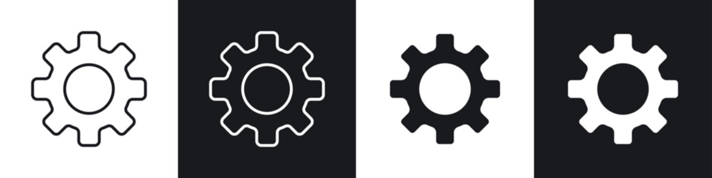 Settings icons in flat and thin stroke style