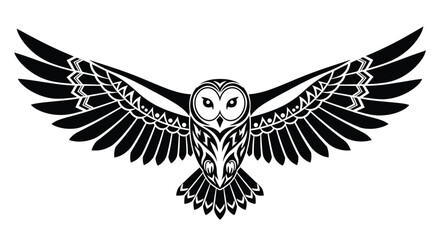 Obraz premium Tribal Owl with Detailed Wing Design
