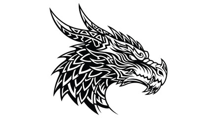 Tribal Dragon Head Illustration