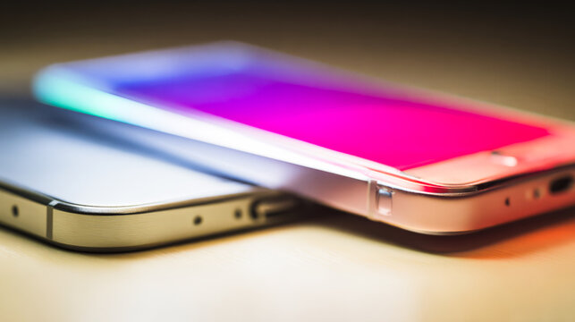 Modern communication devices abstract concept with sleek metallic surfaces and gradient lighting.
