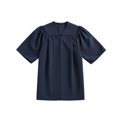 Navy blue graduation gown isolated on a white background.