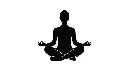 Serene silhouette meditating in a peaceful lotus pose, symbolizing mindfulness and tranquility.