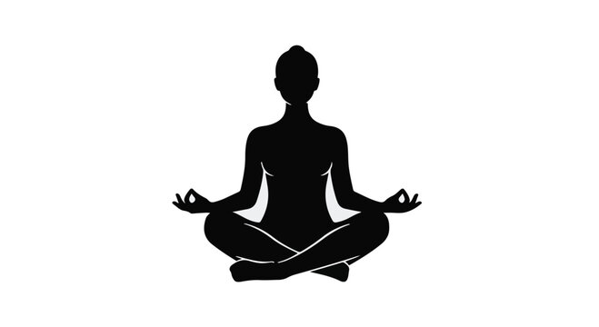 Serene silhouette meditating in a peaceful lotus pose, symbolizing mindfulness and tranquility. - Powered by Adobe