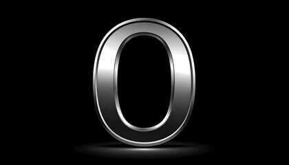 Metallic silver zero on black