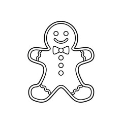 Cute Outline of a Smiling Gingerbread Man Cookie