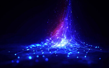 Vibrant Blue and Purple Light Streams with Connected Dots