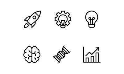 Minimalist icons: innovation, technology, and growth concepts