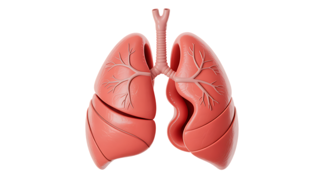 Realistic human lungs anatomical model respiratory system bronchial tree medical education healthcare transparent background
