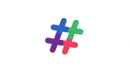 Fototapeta premium Vibrant Colorful Hashtag Symbol for Social Media and Trending Topics on Isolated transparent background.