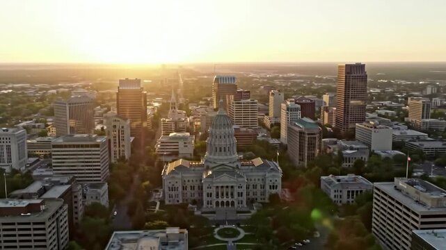 Sunrise over the City: Capitol Building and Urban Landscape
